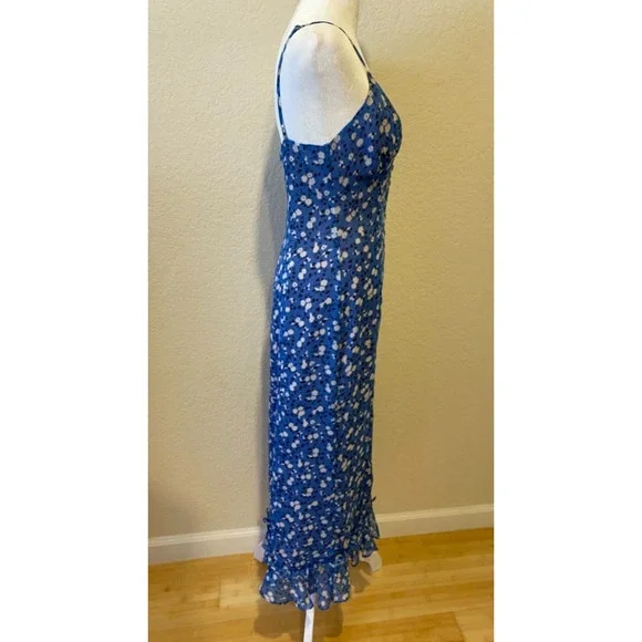 Majorelle Babydoll Midi Dress Sz S Ditsy Floral Garden Blue Feminine Y2K Fairy - Picture 4 of 12